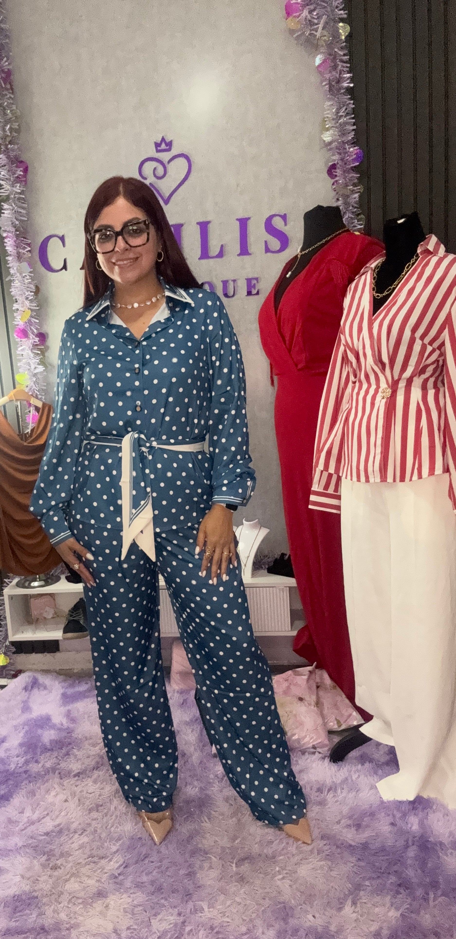 Polka Dot Satin Set