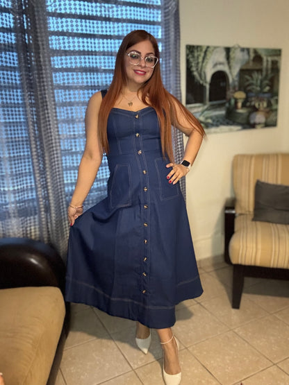 Sweetheart Denim Midi Dress