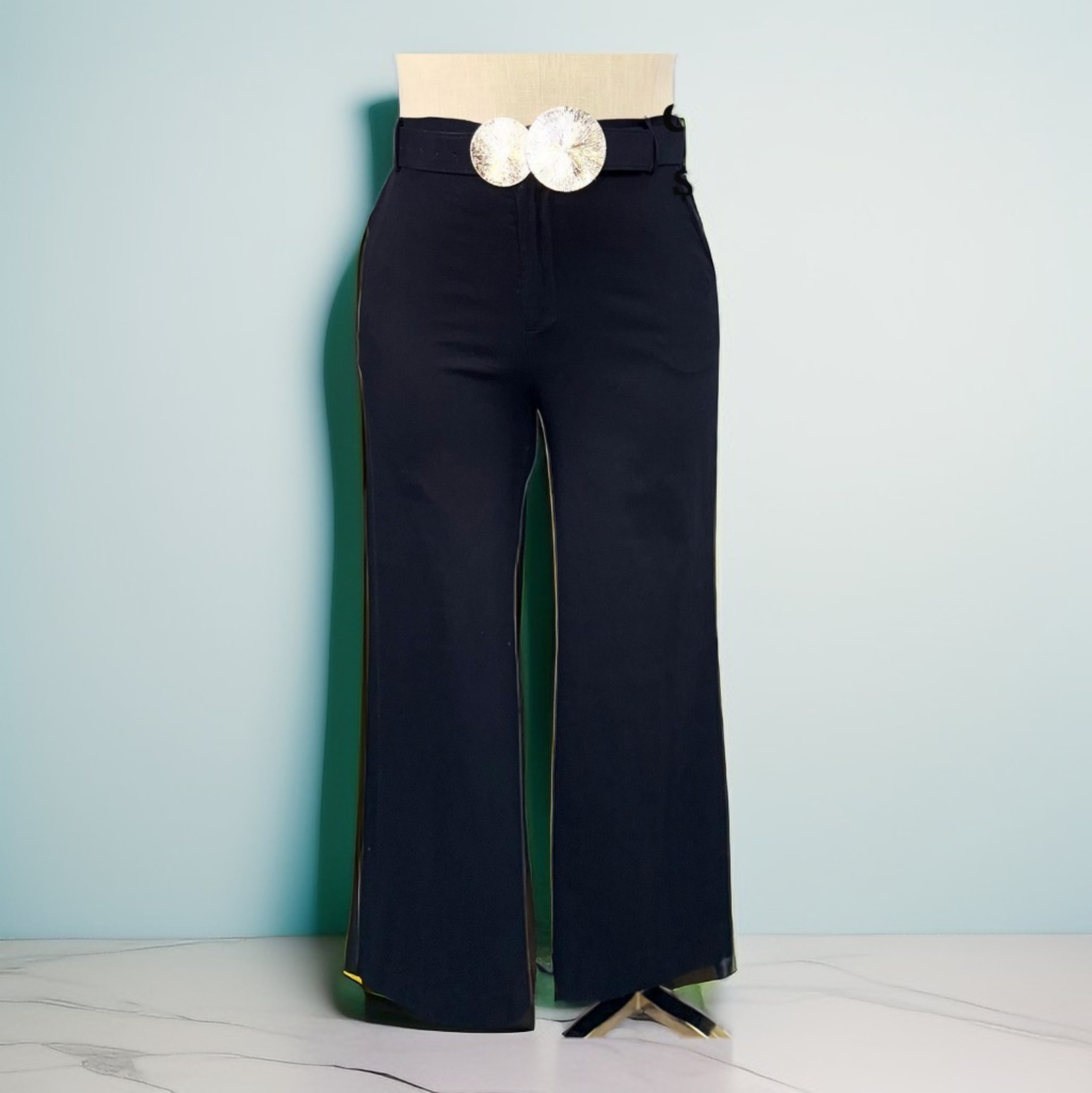 Plus Size Black Pants with Belt