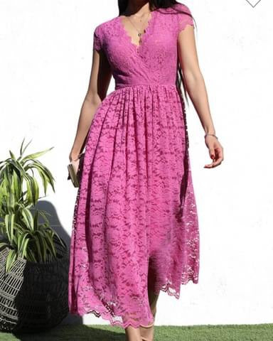 V Neck Lace Long Dress