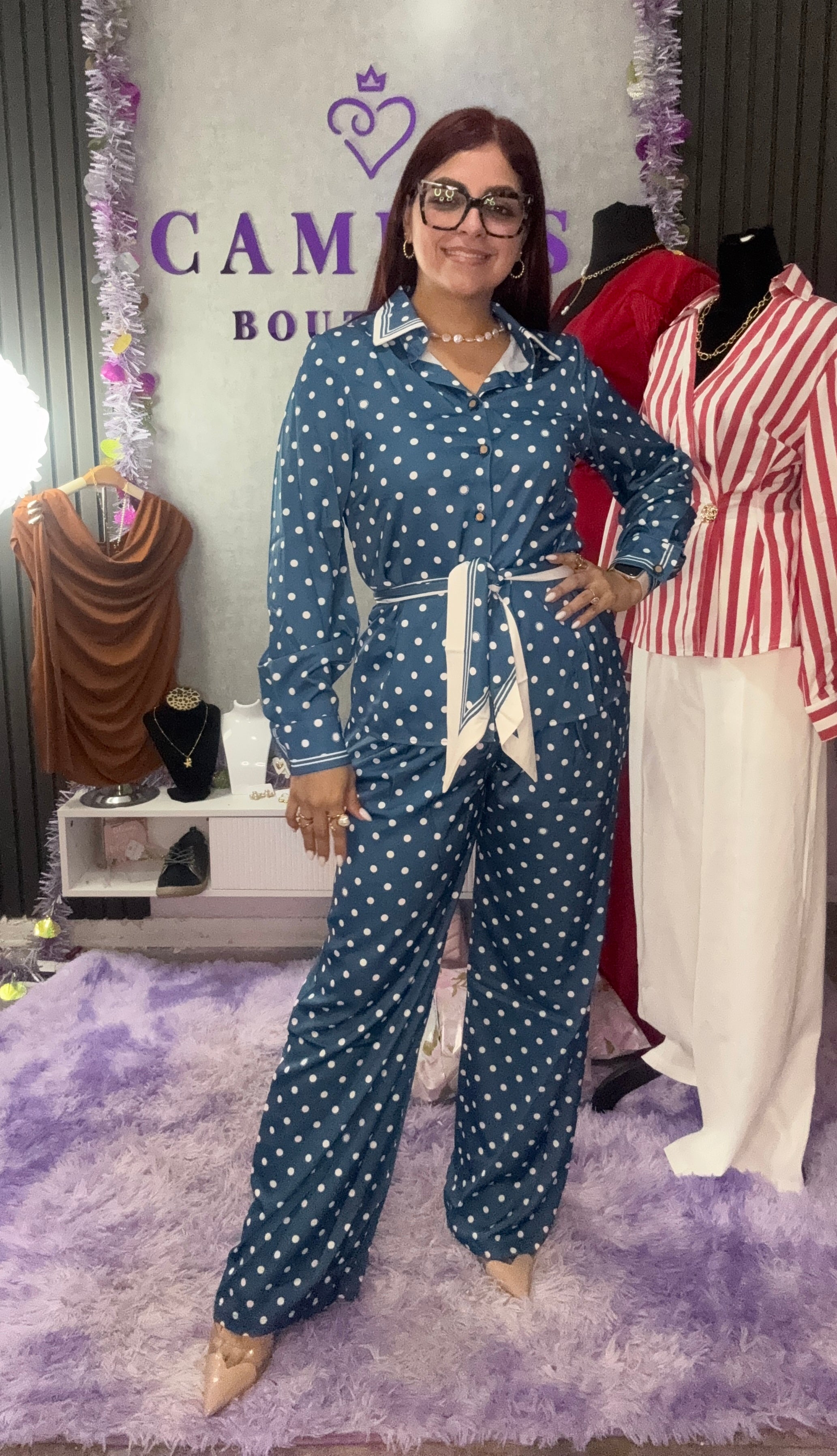 Polka Dot Satin Set