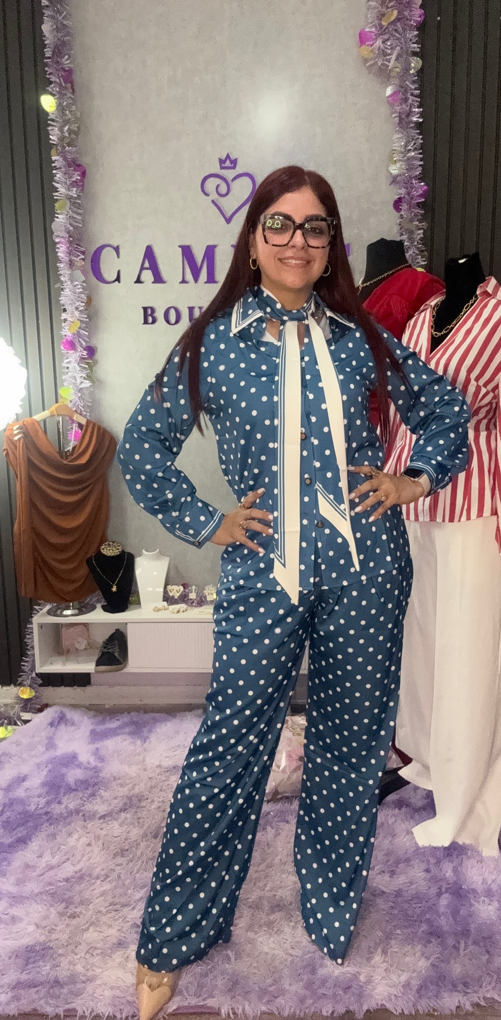 Polka Dot Satin Set