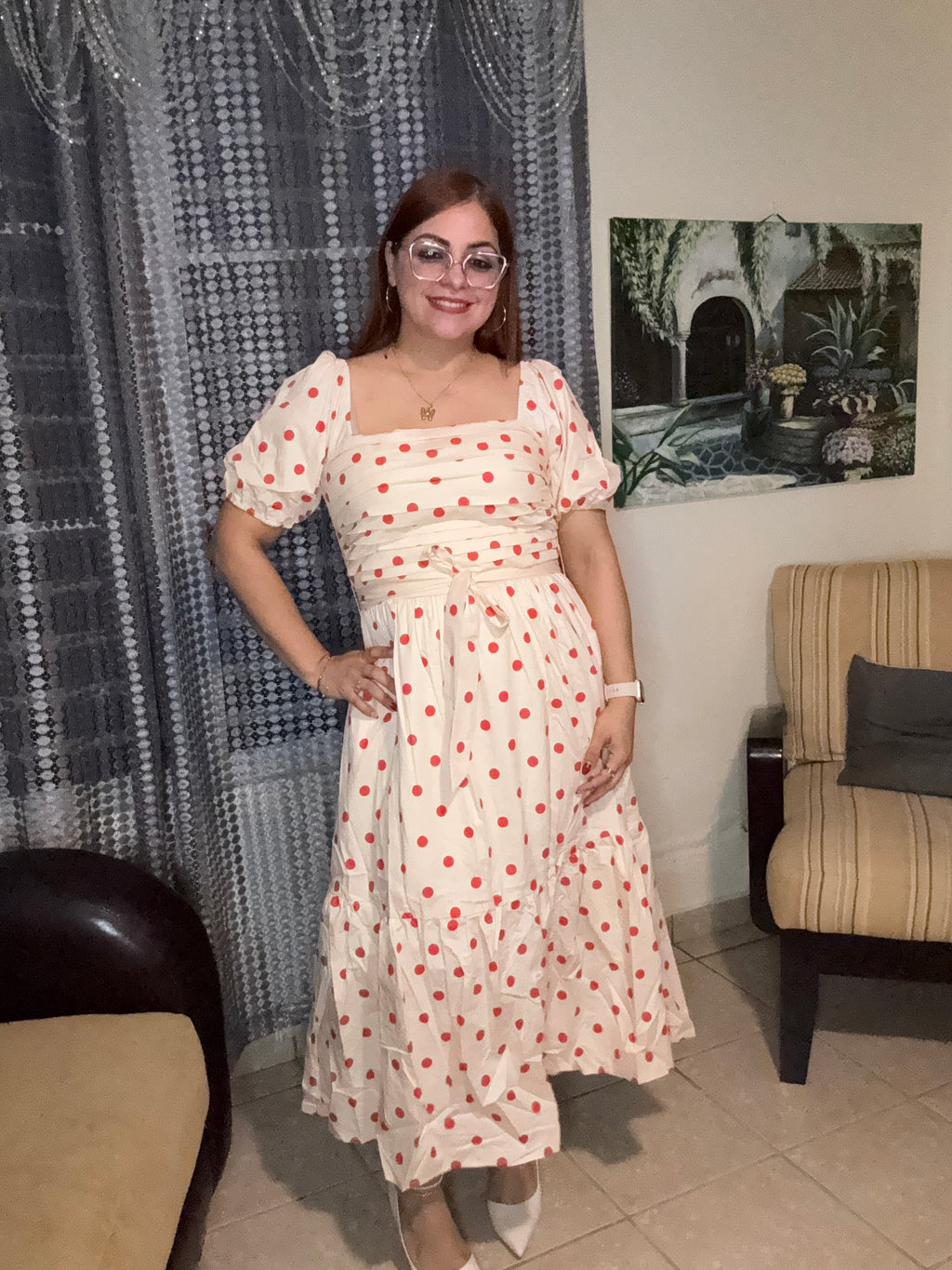 Poplin Puff Midi Dress