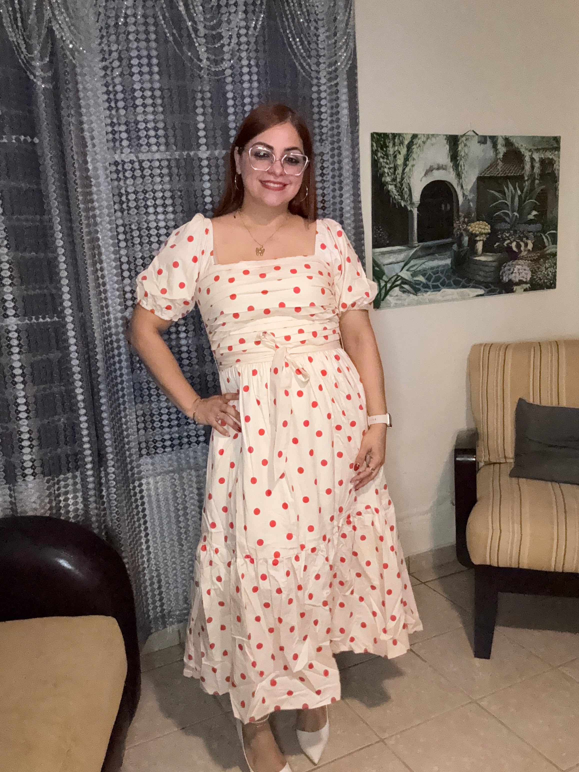 Poplin Puff Midi Dress