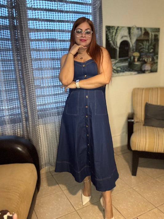 Sweetheart Denim Midi Dress