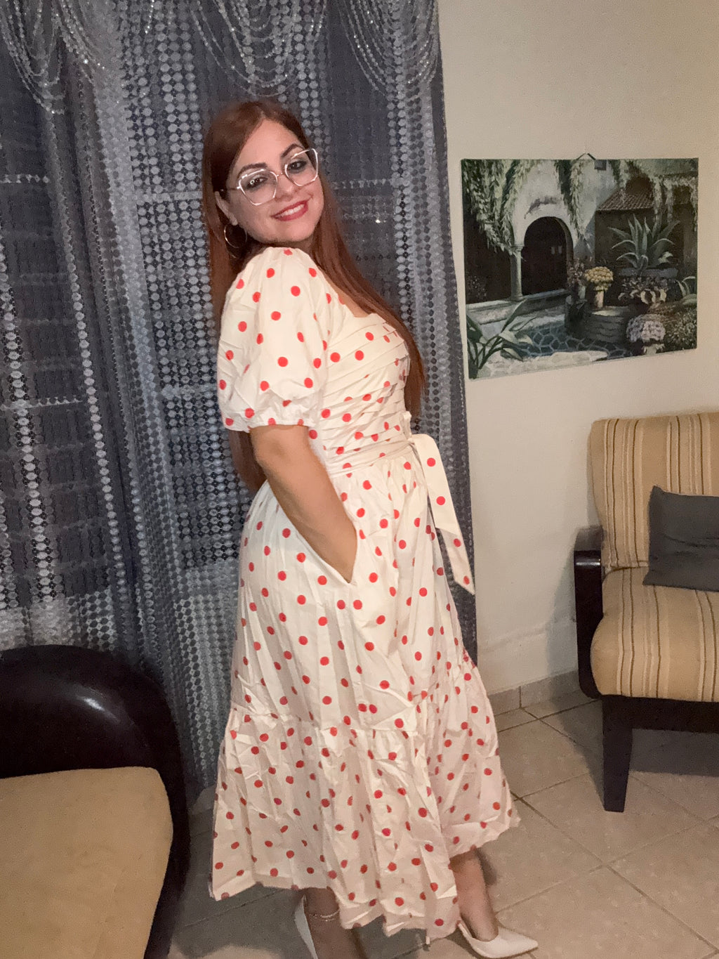 Poplin Puff Midi Dress