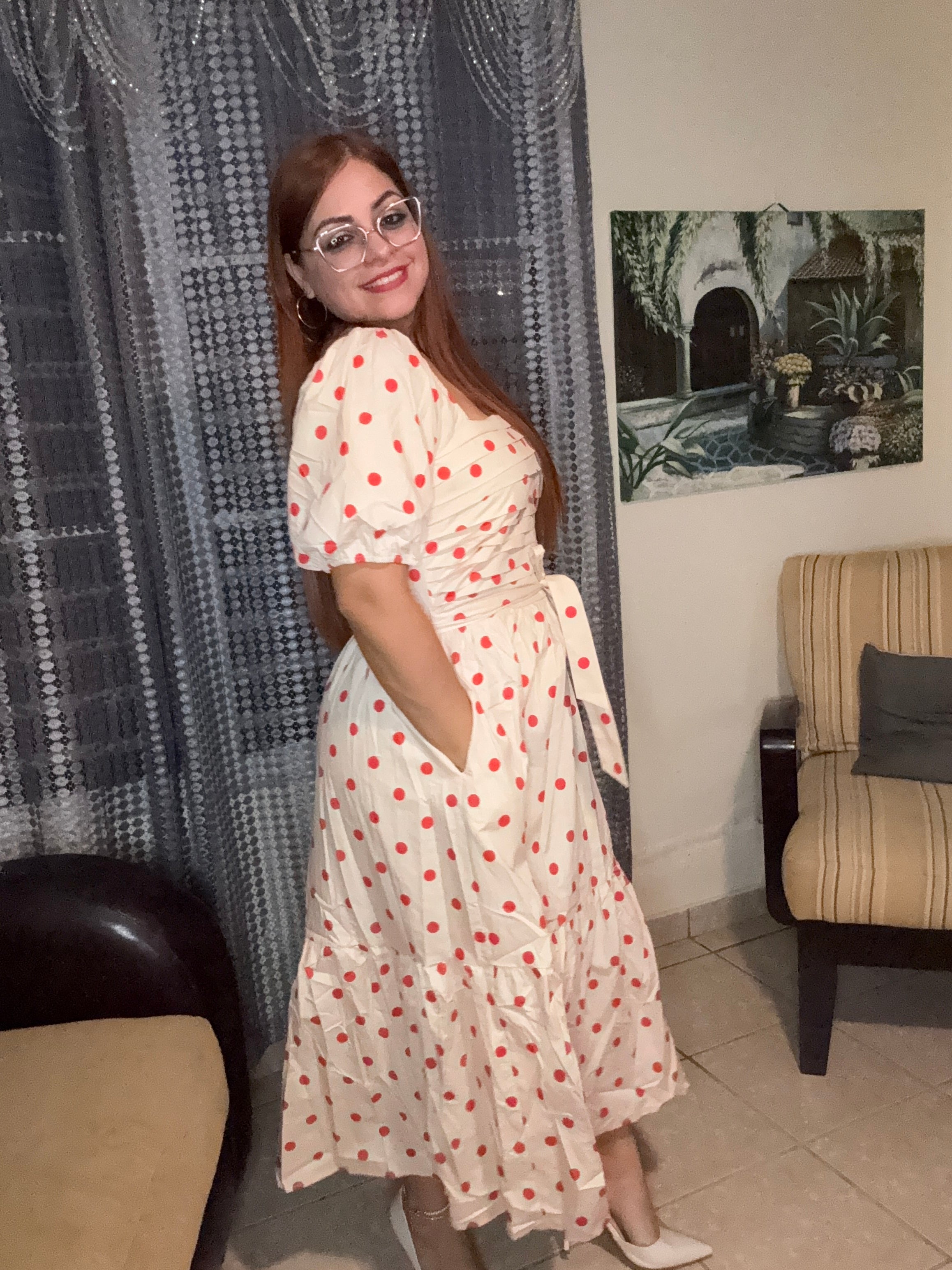 Poplin Puff Midi Dress