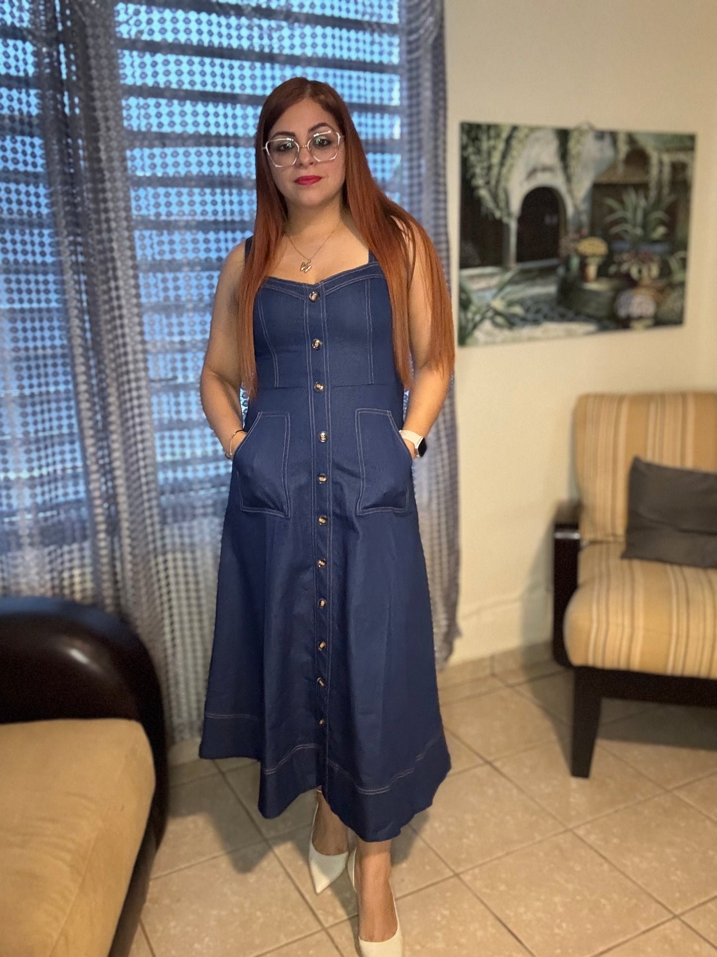 Sweetheart Denim Midi Dress