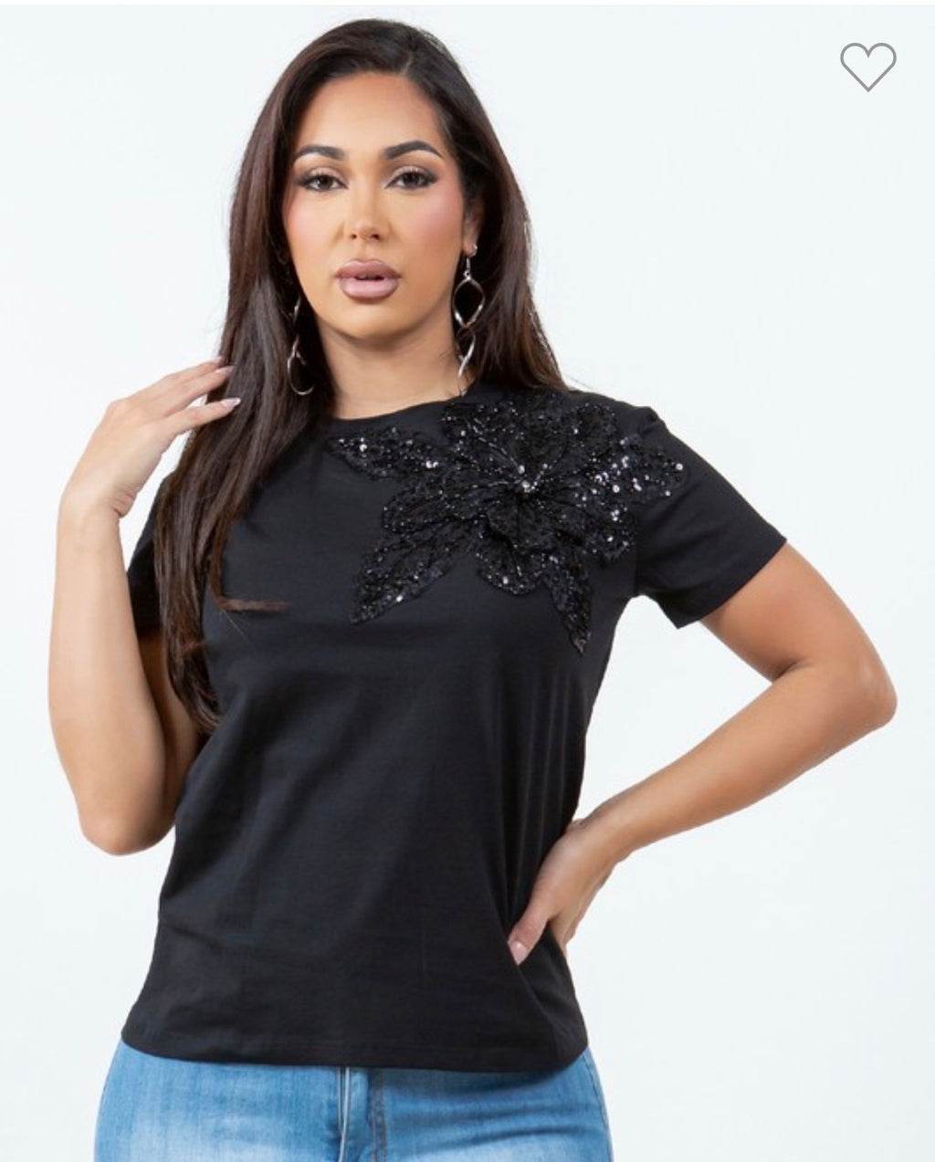 Sequin Flower T Shirt