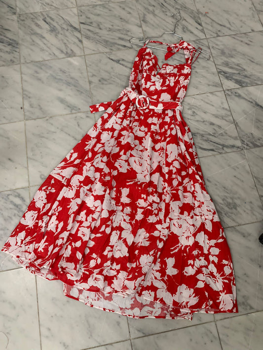 Floral Red Dress