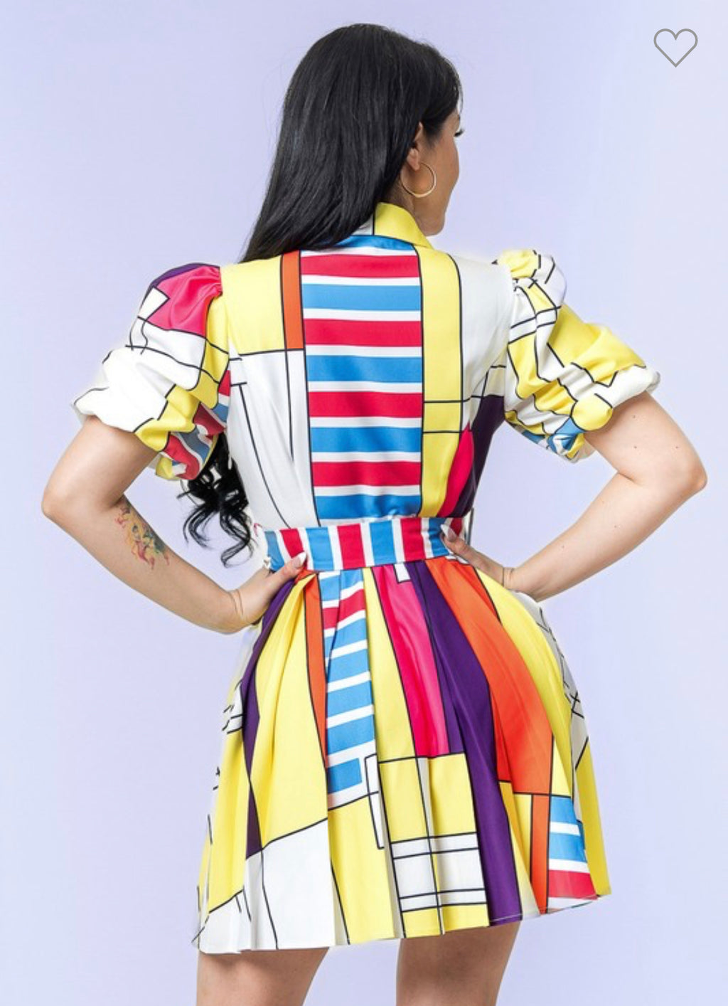 Pleated Abstract Print Dress